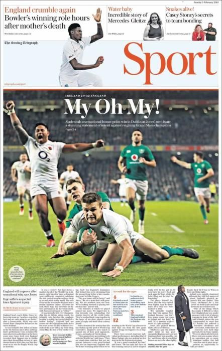 Portada TELEGRAPH SPORT domingo 3 febrero 2019