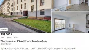 Anuncio de venta de piso ocupado en Girona.