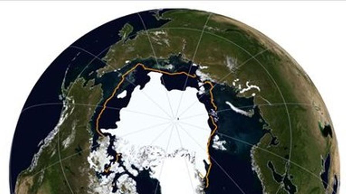 La capa de hielo del Ártico en el mínimo anual del 2015, alcanzado el 11 de septiembre, con el cuarto peor registro de la serie iniciada en 1981.