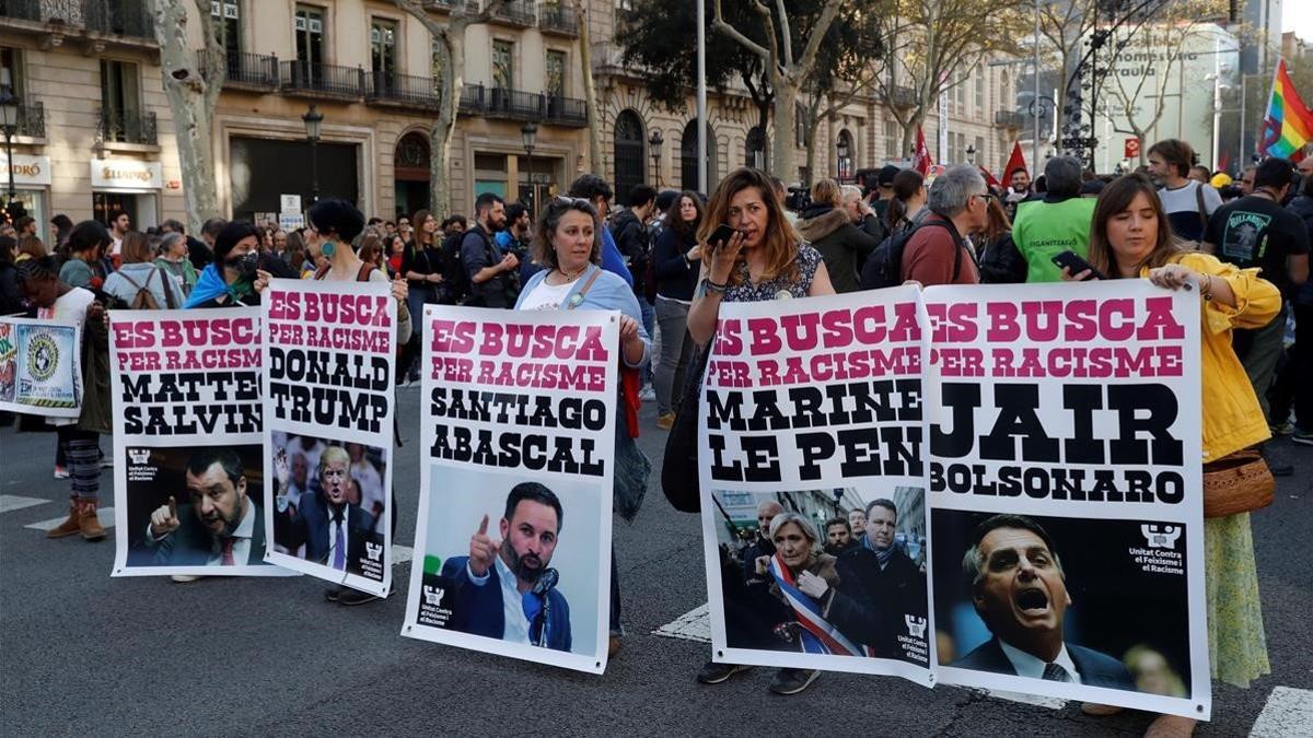 Manifestación contra Vox en Barcelona