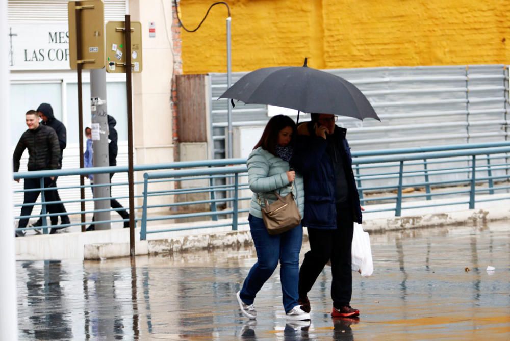 Lluvia y viento en Málaga