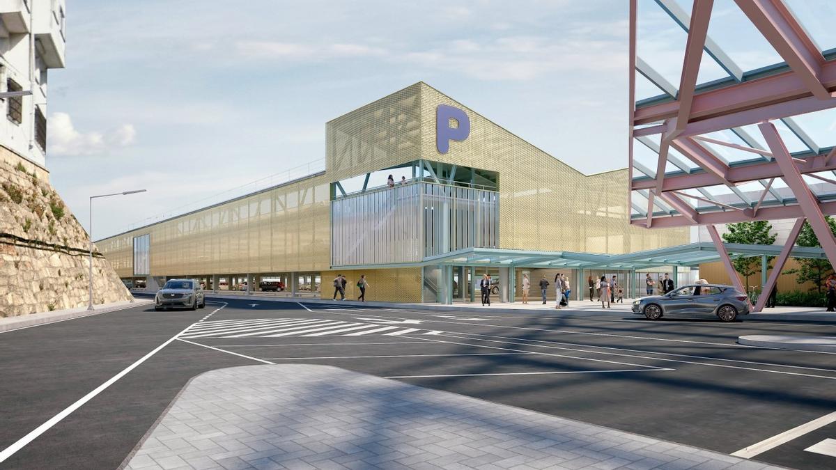 Recreación virtual del parking de la Estación Intermodal de Santiago