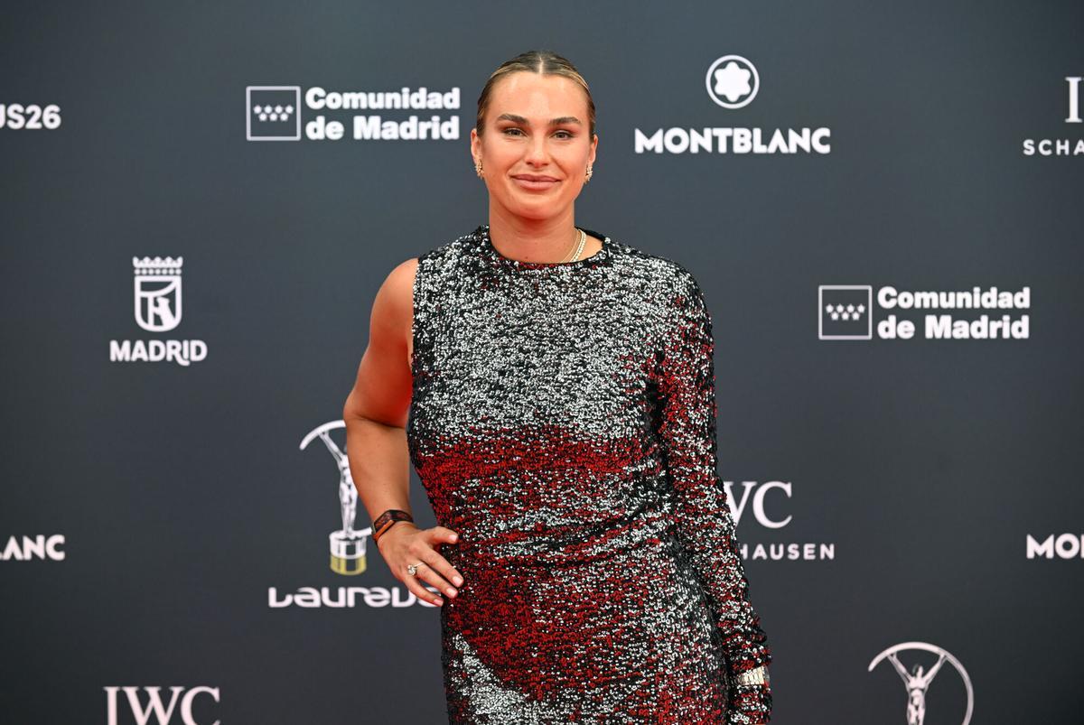 La tenista bielorrusa Aryna Sabalenka durante la gala de entrega de los Laureus World Sports Awards 2026 que se celebran en la Galería de Cristal del Palacio de Cibeles