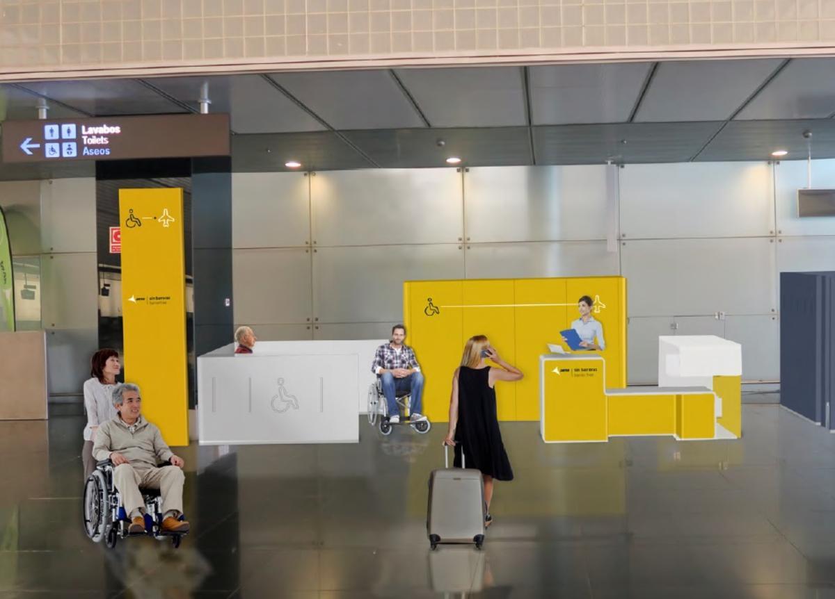 Punto de atención PMR similar al que plantea Aena en el aeropuerto de Vigo.