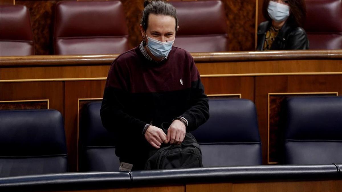 Madrid  24 03 21  Sesion de control al Gobierno en el Congreso de los DIputados  Pablo Iglesias   FOTO  JOSE LUIS ROCA