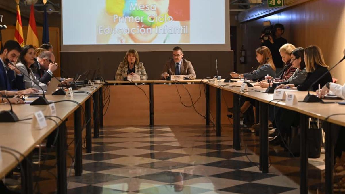 Celebración de la mesa de Primer Ciclo, este lunes, en Zaragoza.