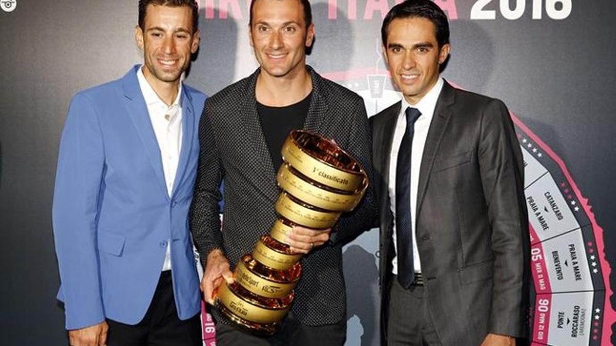 Basso, junto a Contador y Nibali