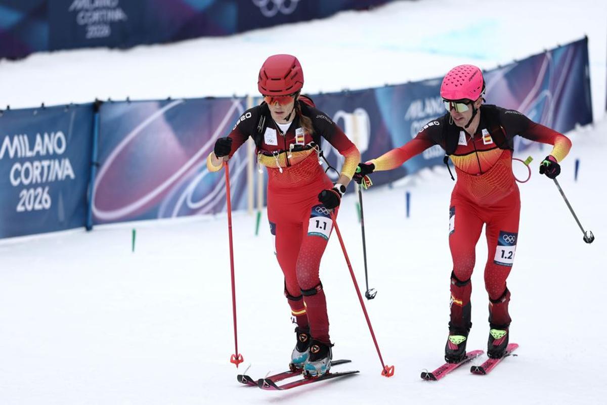 Ana Alonso i Oriol Cardona, durant la final de relleus mixtos.