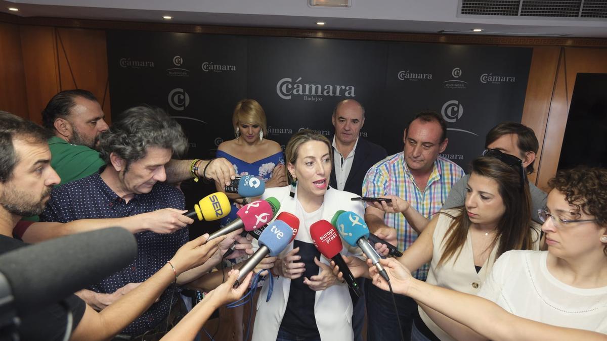 María Guardiola, este lunes en Badajoz.