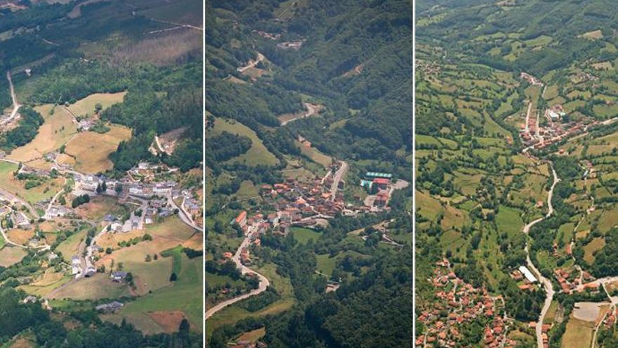 Vista aérea de Villanueva de Oscos, Quirós y Teverga. | MRW FOTOGRAFÍA AÉREA