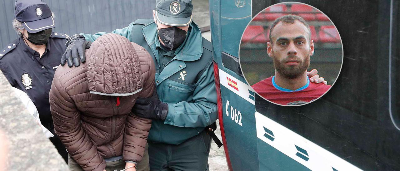 El futbolista detenido, esta mañana, y en una imagen tomada en un partido de su equipo