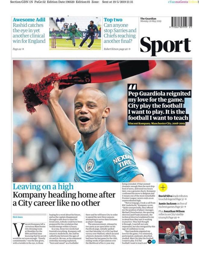 Esta es la portada de Guardian Sport del 20 de mayo