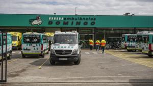 Base de la flota de Ambulancias Domingo, en Barcelona.