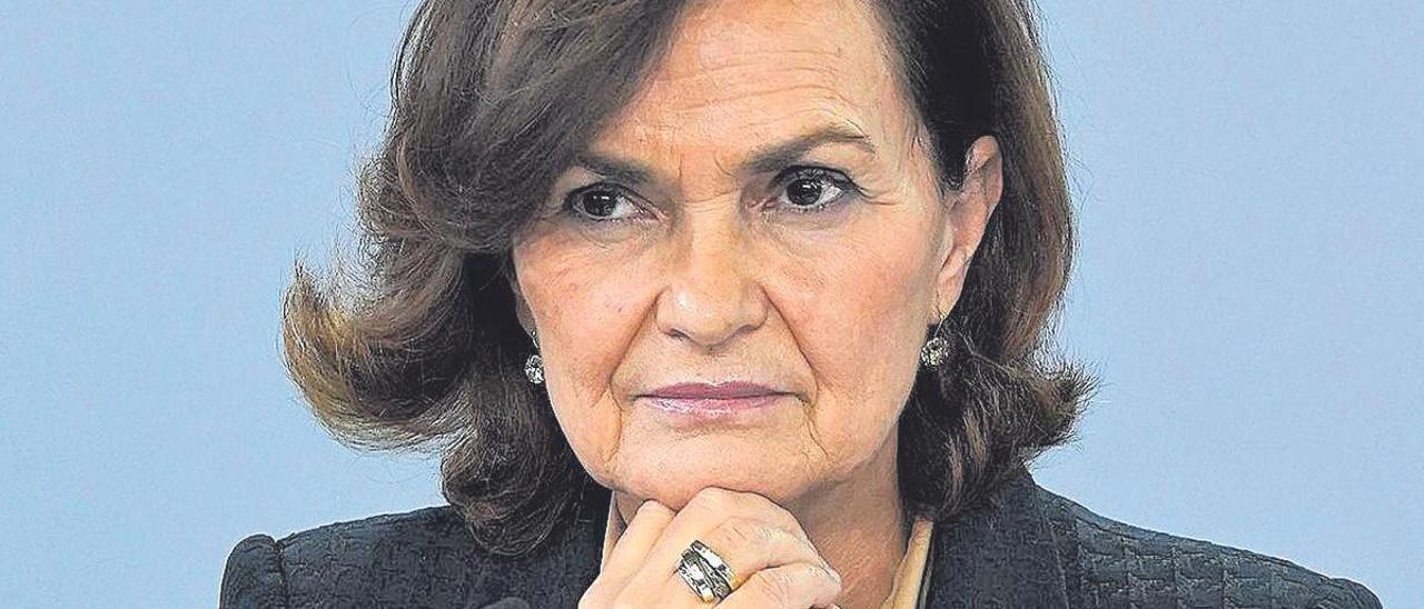 Carmen Calvo, en una imagen de 2020, cuando era vicepresidenta primera del Gobierno.