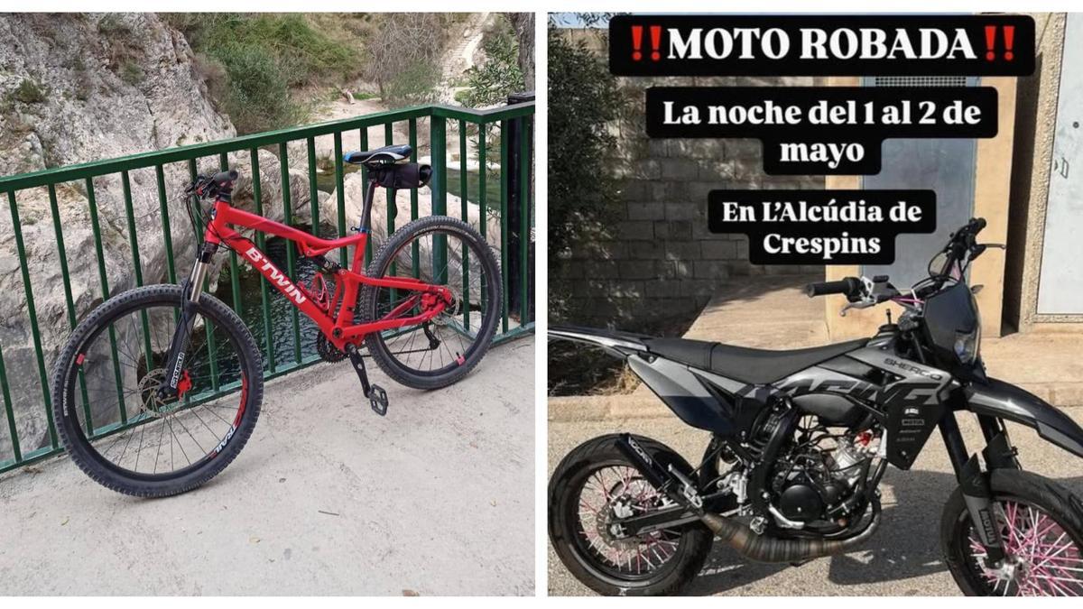 Denuncian el robo de varias bicis y una moto en Ontinyent, Chella y l'Alcúdia de Crespins