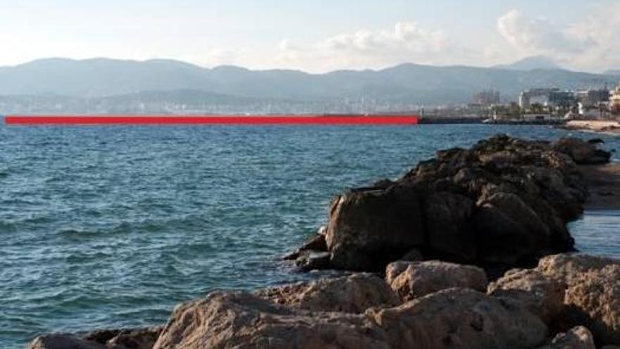 Recreación de la longitud propuesta del dique para ampliar el club náutico del Molinar.