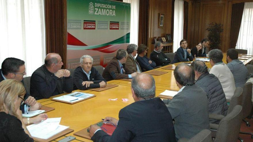 Mayte Martín con alcaldes de Sayagua en la Diputación