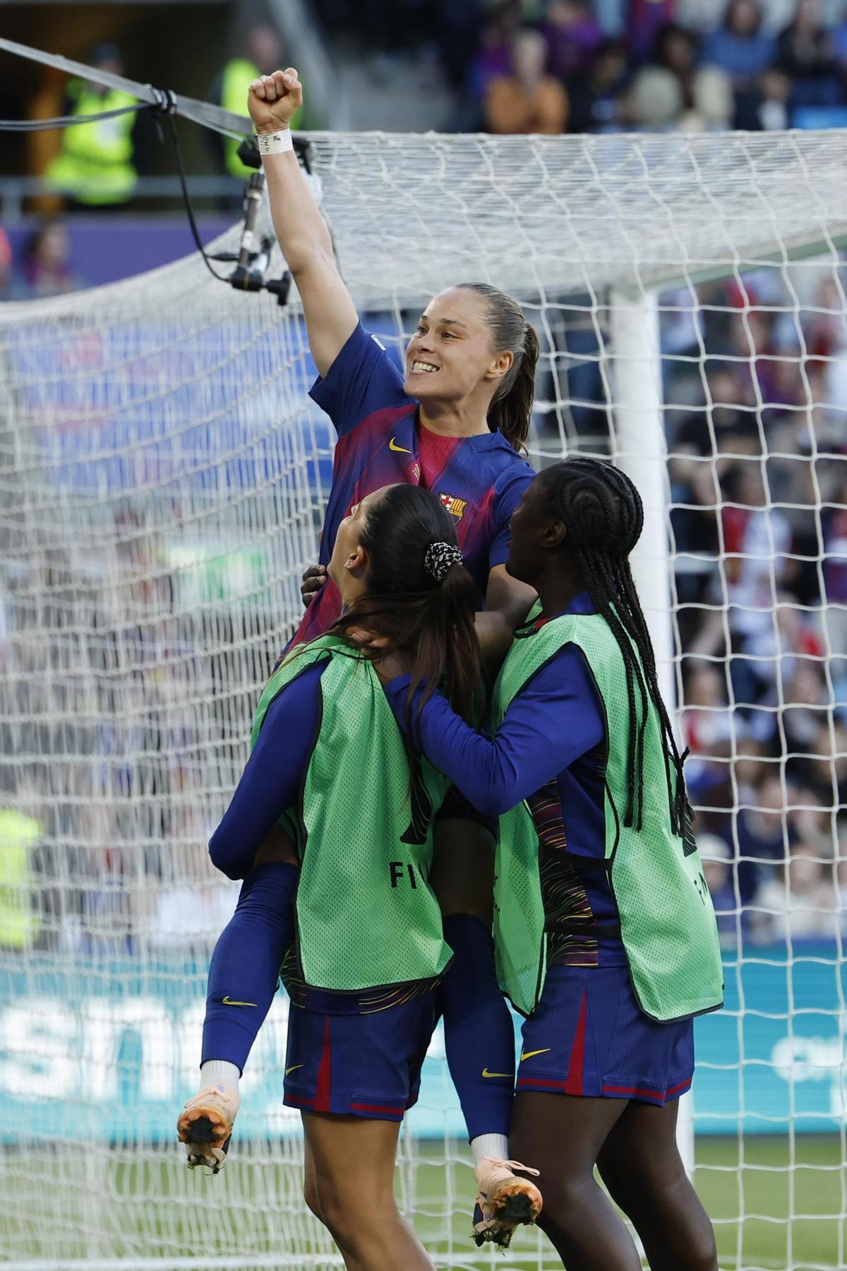 Ewa Pajor celebra su segundo gol en la final de la Champions ante el Lyon en Oslo.