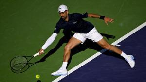 07 March 2026, US, Indian Wells: Serbian tennis player Novak Djokovic plays a forehand return to Polands Kamil Majchrzak during Day 4 of the BNP Paribas Open at the Indian Wells Tennis Garden. Photo: Charles Baus/CSM via ZUMA Press Wire/dpa Charles Baus/CSM via ZUMA Press / DPA 07/03/2026 ONLY FOR USE IN SPAIN