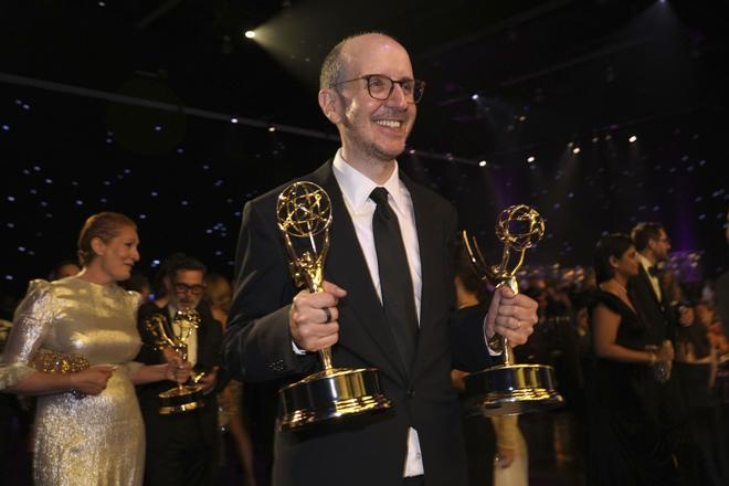 Jack Thorne, winner of the awards for outstanding writing for a limited or anthology series or movie for Adolescence and for outstanding limited or anthology series for Adolescence, attends the Governors Ball for the 77th Primetime Emmy Awards on Sunday, Sept. 14, 2025, at the Los Angeles Convention Center in Los Angeles. (AP Photo/Chris Pizzello). 091425132020, 21334631,