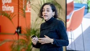 La consejera delegada en funciones de ING en España y Portugal, Almudena Román, interviene durante la presentación de resultados de ING en España y Portugal en 2024, en Campo de las Naciones, a 6 de febrero de 2025, en Madrid (España).