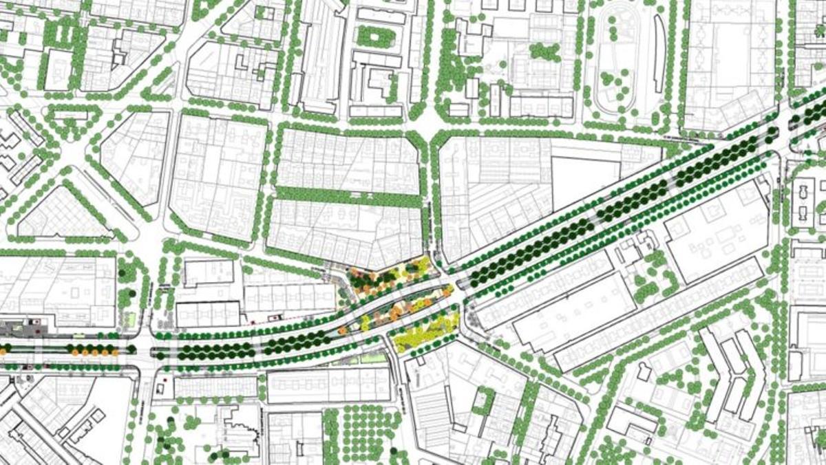 Plano con el diseño que se ejecutará en el tramo de la Meridiana hasta Fabra i Puig