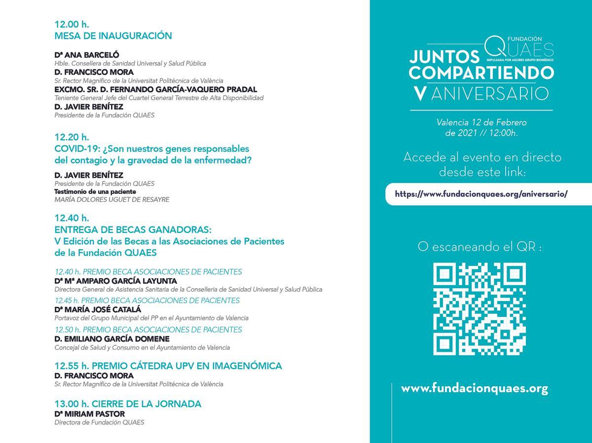 Programa del V Aniversario de la Fundación QUAES.