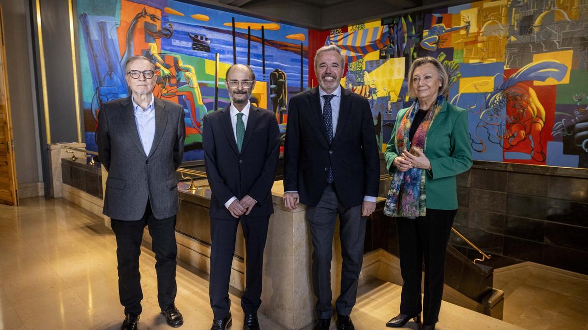 En imágenes | Jorge Azcón, Javier Lambán, Luisa Fernanda Rudi y Marcelino Iglesias charlan en el encuentro de presidentes de Aragón de EL PERIÓDICO DE ARAGÓN