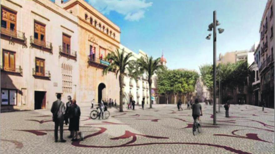 Una simulación de cómo quedaría la plaça de Baix con el proyecto de peatonalización de la Corredora que se presentó inicialmente