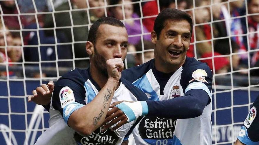 Guilherme y Borges celebran uno de los tantos del brasileño ante Osasuna.