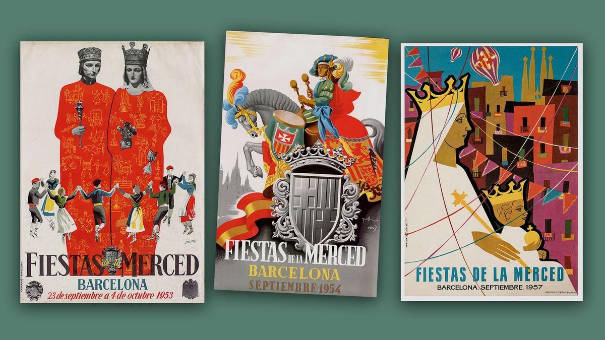 Carteles de las fiestas de la Mercè de 1953, 1954 y 1957