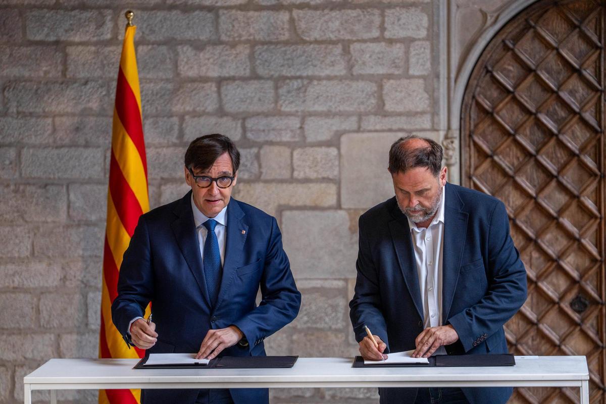 Salvador Illa y Oriol Junqueras sellan el pacto de presupuestos y consolidan la legislatura