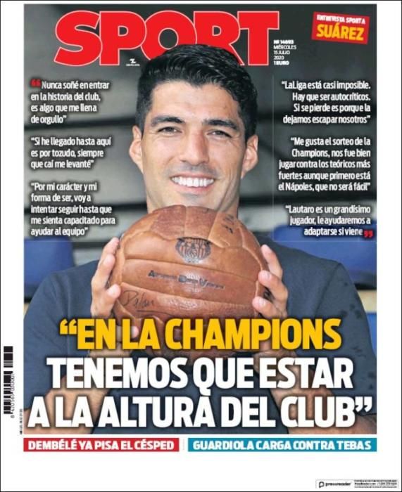 Portada SPORT miércoles 15 julio 2020