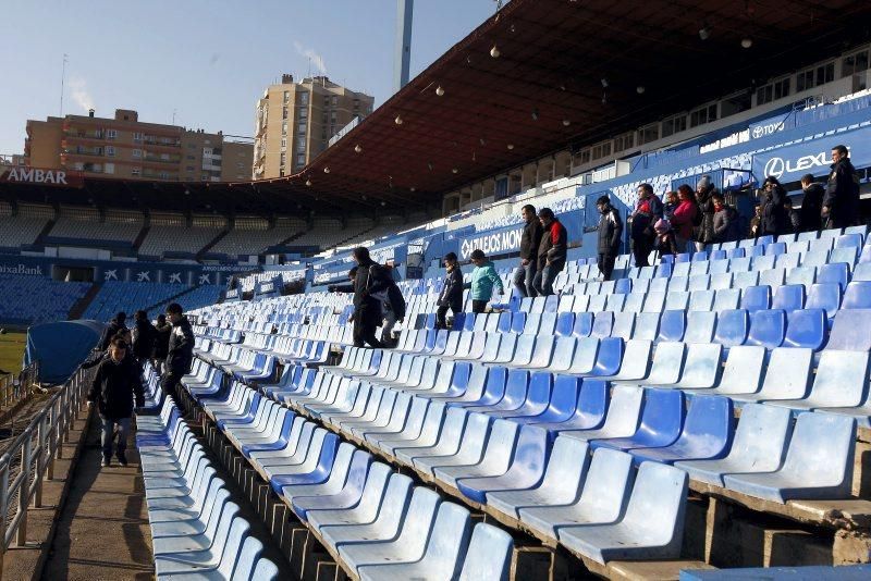 Entrenamiento a puerta abierta del Real Zaragoza en La Romareda