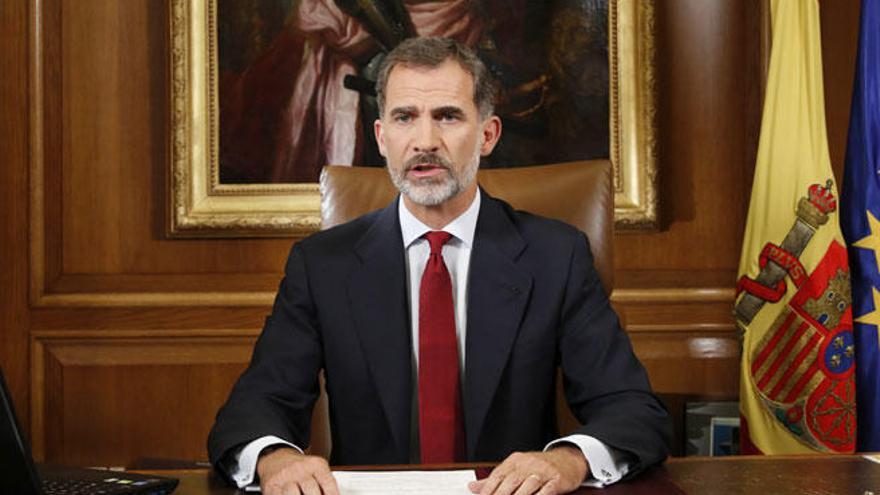 El rey Felipe VI durante su mensaje del martes.