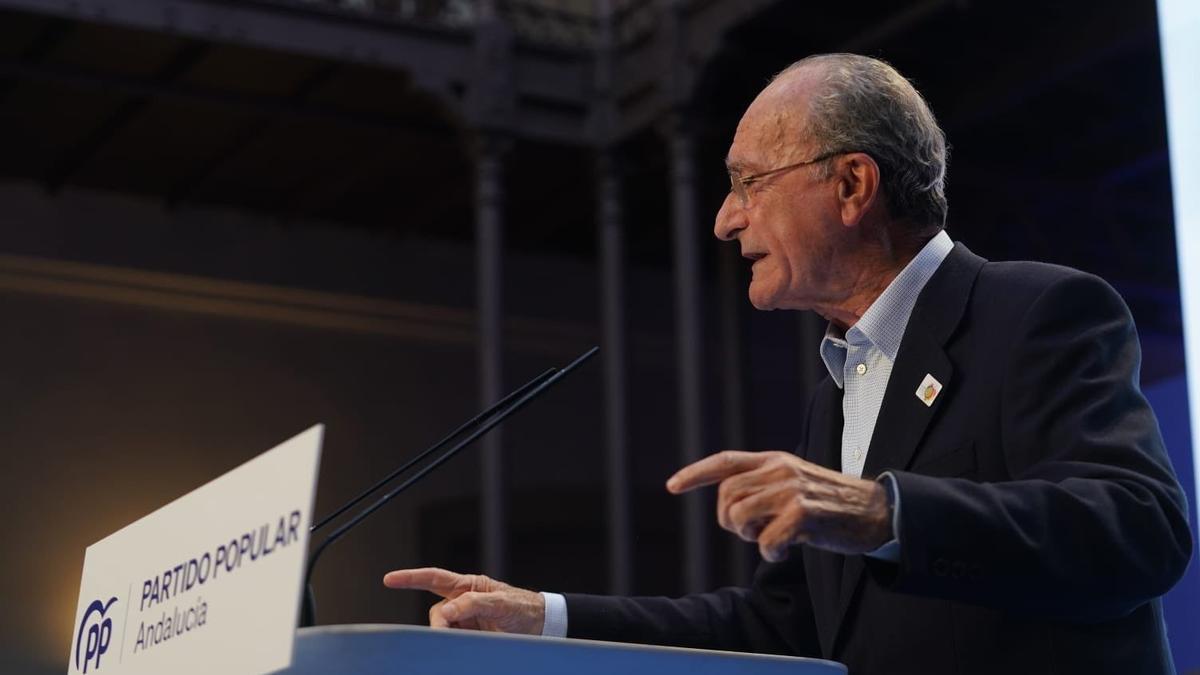 Francisco de la Torre, alcalde de Málaga, en el acto de presentación de los candidatos del PP en las capitales andaluzas