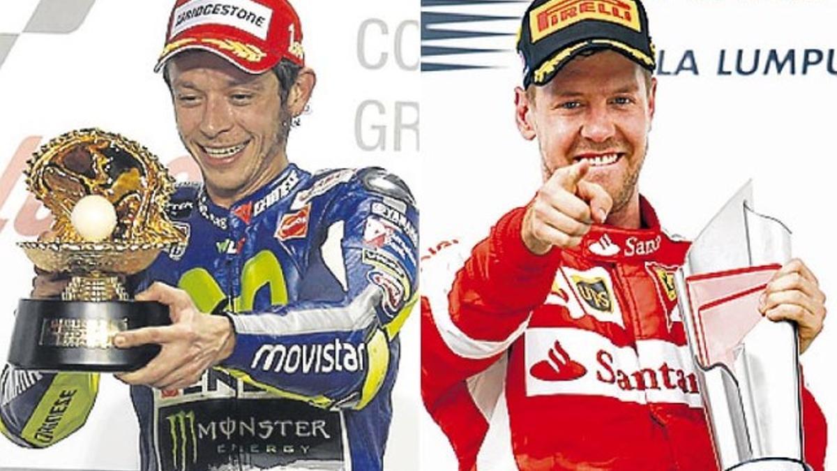 Rossi y Vettel pisan fuerte