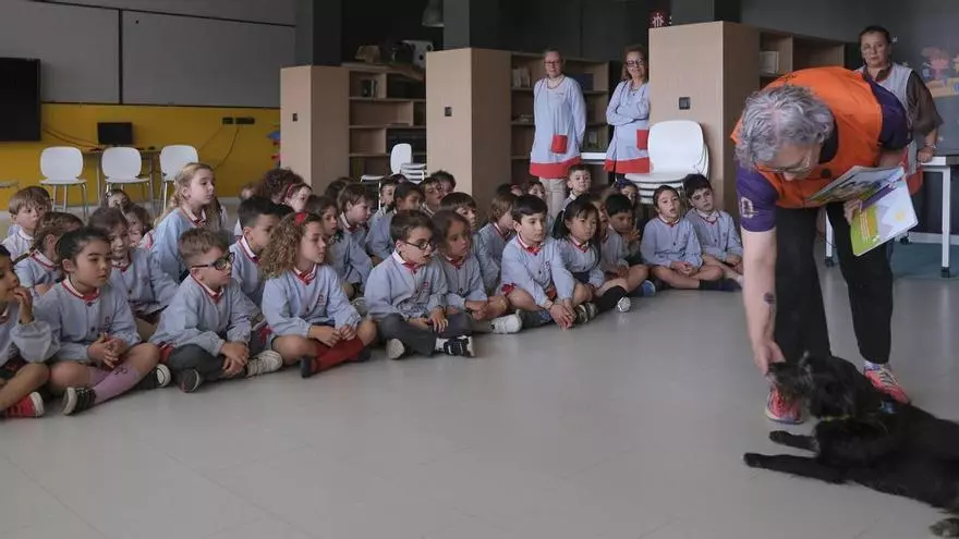 Una clase en Ourense para enseñar a los más pequeños cómo tratar a un perro