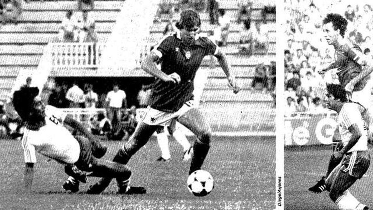 Dos imágenes del Hungría 10 - El Salvador 1 jugado hace 44 años en el hoy estadio Martínez Valero de Elche.