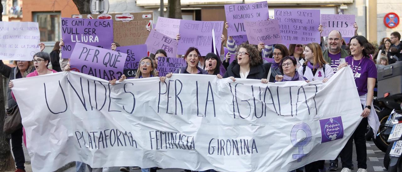 Manifestació del dia de la Dona, el passat 8 de març, a la ciutat de Girona.