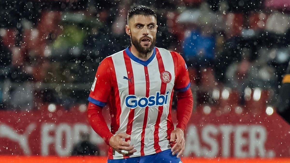 David López, en un partido con el Girona