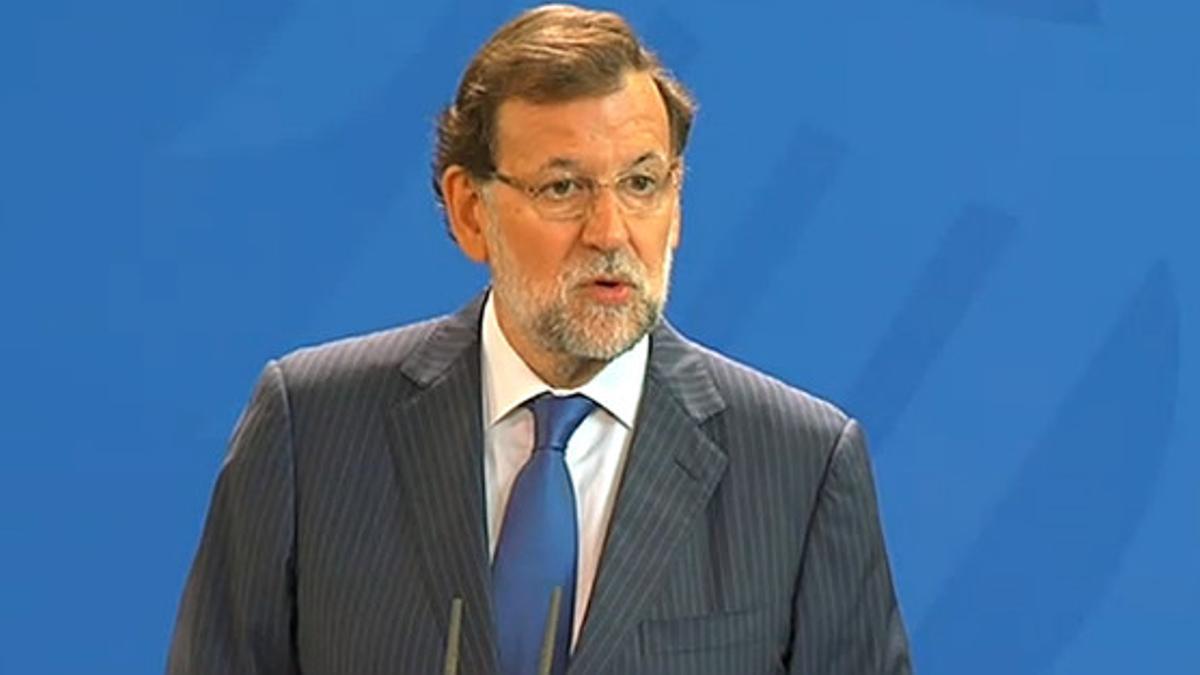 El presidente del Gobierno, Mariano Rajoy, durante la rueda de prensa conjunta que ofrece este martes con Merkel.