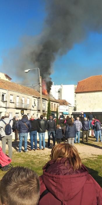 Alerta en Moaña por el incendio en una floristería de Concepción Areal