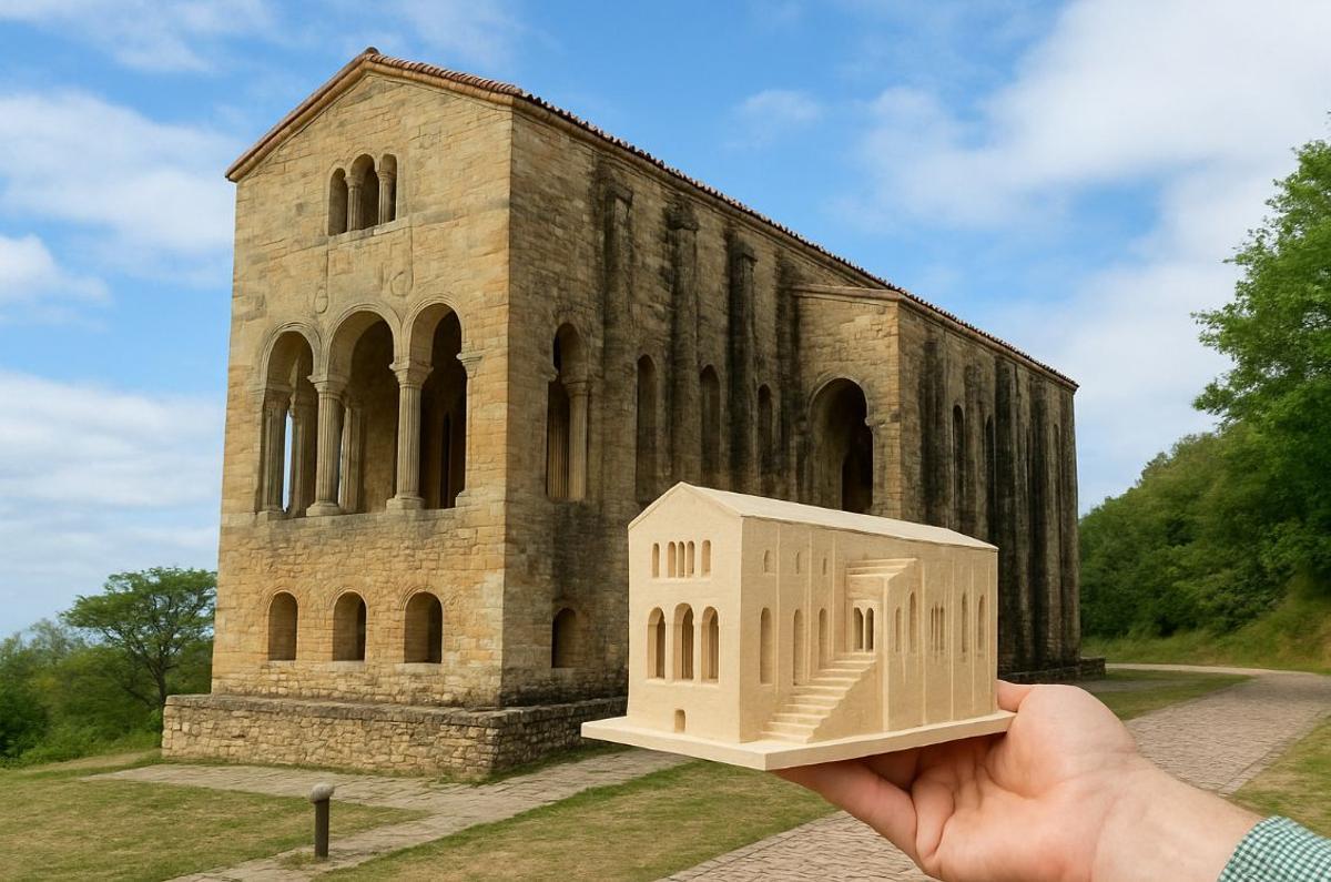 Una réplica de Santa María del Naranco realizada por los alumnos asturianos.