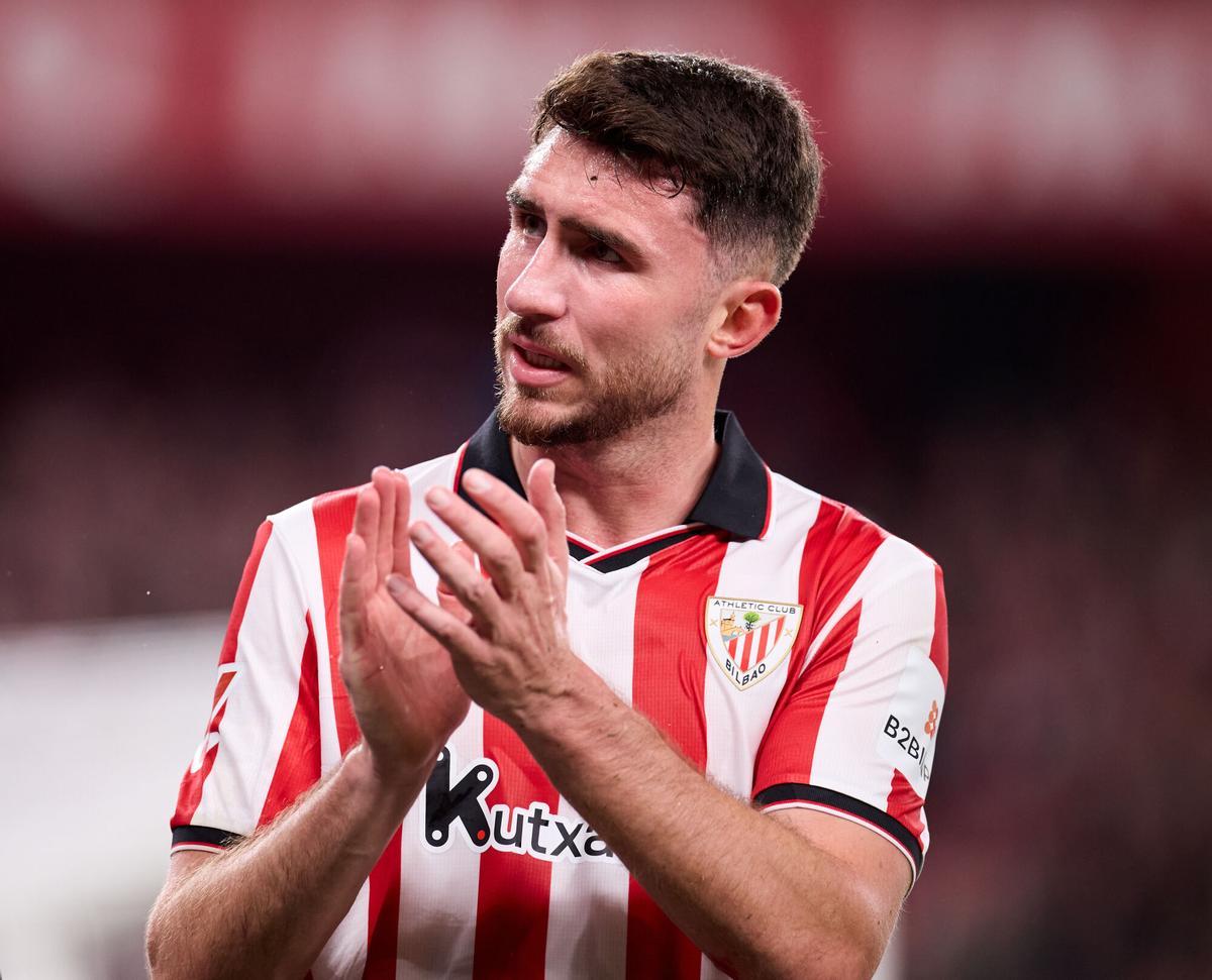 Aymeric Laporte of Athletic Club reacts during the LaLiga EA Sports match between Athletic Club and Atletico de Madrid at San Mames on December 6, 2025, in Bilbao, Spain. AFP7 06/12/2025 ONLY FOR USE IN SPAIN. Ricardo Larreina / AFP7 / Europa Press;2025;SPAIN;SPORT;ZSPORT;SOCCER;ZSOCCER;Athletic Club v Atletico de Madrid - LaLiga EA Sports;
