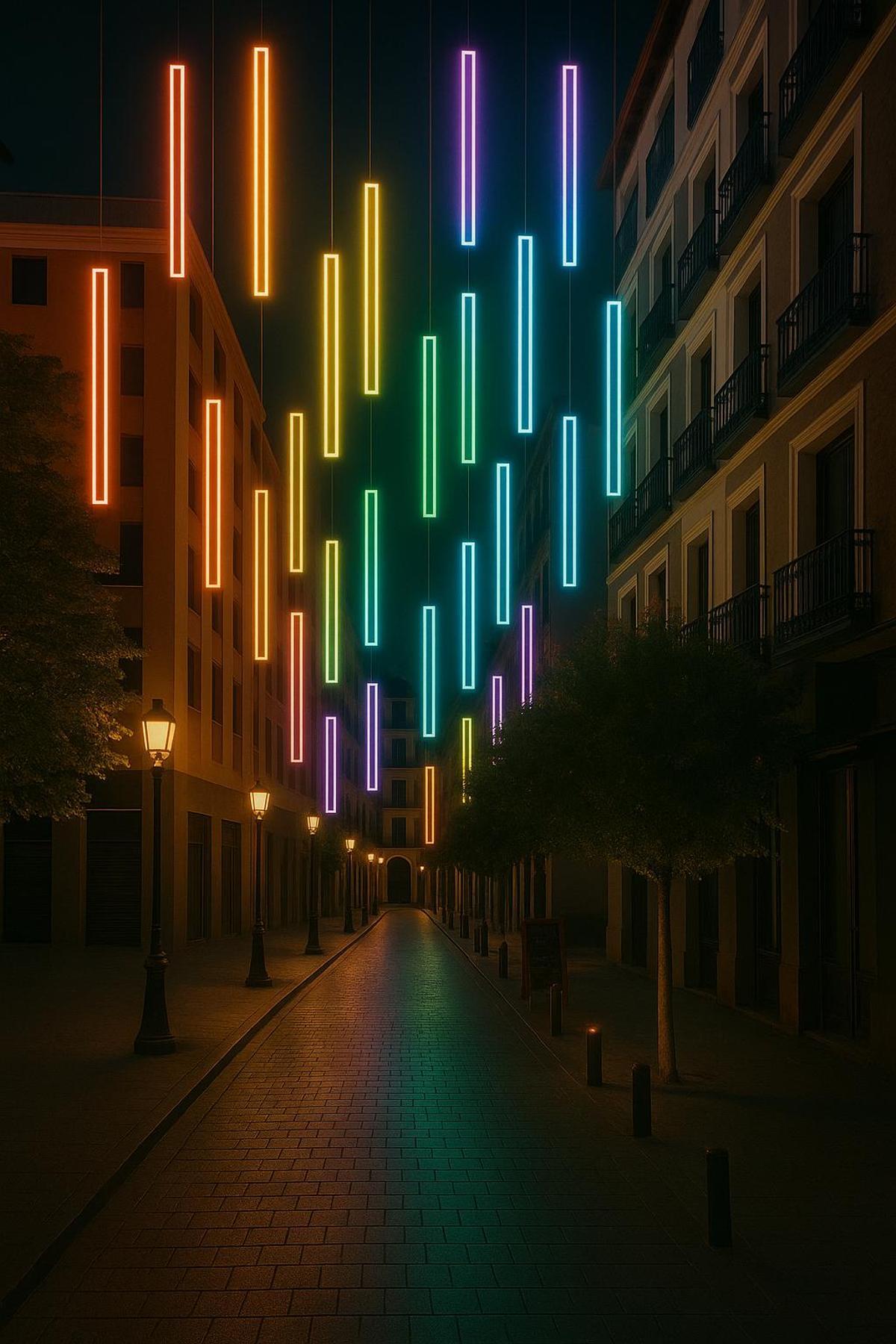 Recreación lumínica para las calles de Gravina y Barbieri, en Madrid