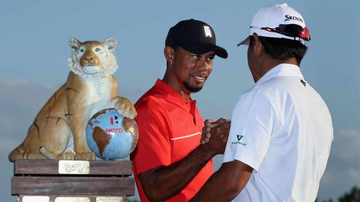 Tiger Woods felicita al campeón en Bahamas, Hideki Matsuyama