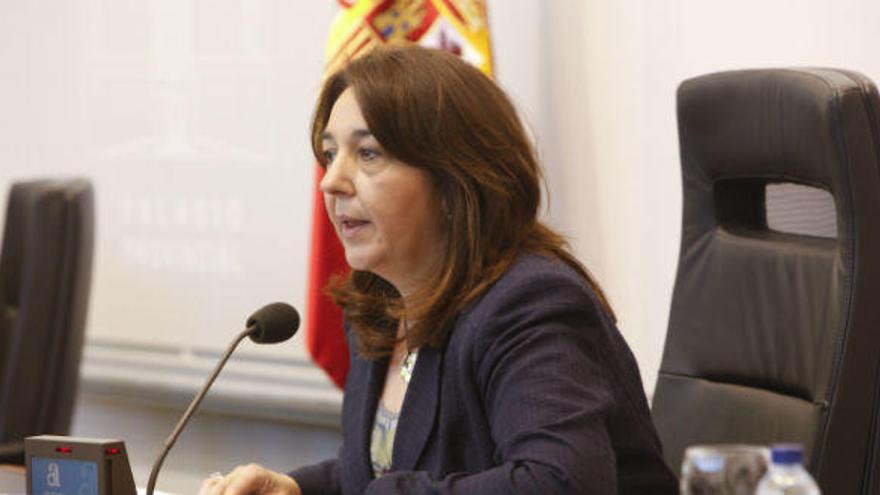 Adela Pedrosa durante un pleno en la Diputación de Alicante