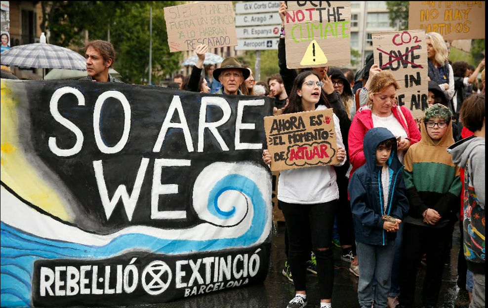 Manifestación juvenil para exigir medidas contra la emergencia climática, en 2019 en Barcelona.