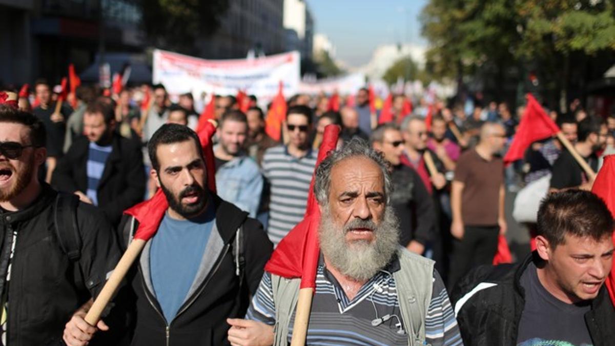 Manifestación en la calles de Atenas